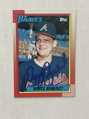 Bruce Benedict SIGNED 1990 Topps #583 IP AUTO Atlanta Braves - Image 1 of 2