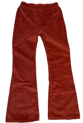 Pana W Talla L Elástico Acampanado Pantalones Rojo Quemado Naranja Pantalón Pierna Ancha Retro Boho Foto 1 de 4