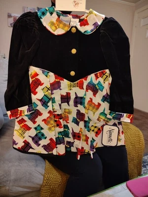 Vestido vintage Nannette 3t para niñas con etiquetas colorido perros Foto 1 de 4