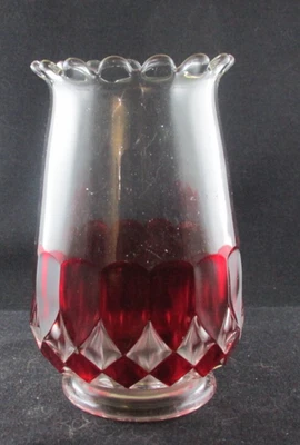 EAPG RUBY STAINED CLEAR GLASS CELERY VASE VICTORIA PIONEER GREENSBURG NATIONAL - Image 1 of 4