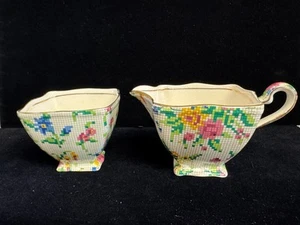 Vintage Chintz Royal Winton Queen Anne Creamer & Open Sugar bowl tea - B1354 - Picture 1 of 14