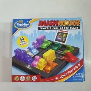 Think Fun "Rush Hour" Traffic Jam Logic Game in grey travel bag - Picture 1 of 13