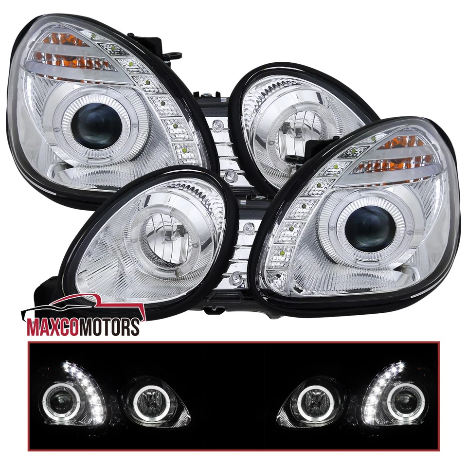 LED Strip Projector Headlights Fits 1998-2005 Lexus GS300 GS400 Halo Headlamps Foto 1 de 4
