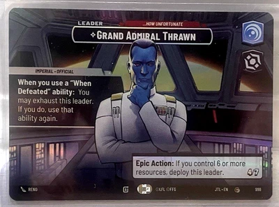 Star Wars Unlimited Showcase Card #998 ~ Grand Admiral Thrawn ...How Unfortunate - Image 1 of 2