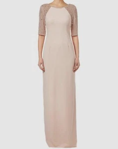 $249 Adrianna Papell Women's Pink Beaded Short-Sleeve Formal Gown Dress Size 4 - Picture 1 of 2