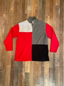 Jones New York Sport Men's Retro Color Block Red/Blck/Gry 1/4 Zip Fleece size M - Picture 1 of 4