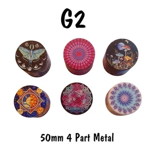 G2 50mm Pink 12pcs 4 Part Metal Grinders Tobacco Herb Handmuller wholesale - Picture 1 of 1