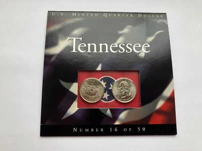 State Quarters Coins of America US Minted Quarter Dollar #16 Tennessee 2002 - Image 1 of 4
