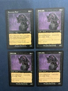 MTG 4X INVASION RAVENOUS RATS CHINESE + ENGLISH MAGIC THE GATHERING BLACK - Picture 1 of 6