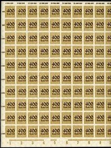 GERMANY 1923 MINT NH SHEET OF 100 STAMPS #275, NUMERALS !! - Imagen 1 de 2