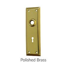 Solid brass rectangular door trim plate with hub and keyhole (escutcheon plate).