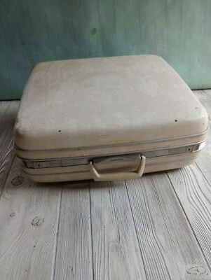 Vintage Samsonite Silhouette Large Square Wardrobe Suitcase W/ Hangers Ivory - Image 1 of 4