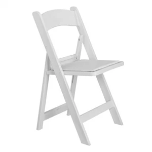 Folding Chair, Resin Chair with Padded Seat, for Home Event Party Picnic White - Picture 1 of 7