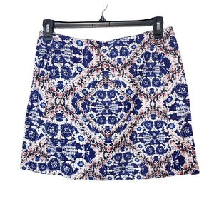 Joe Fresh Womens Floral Prints Mini Skirt Blue Size 10 Lined Back Zip Pockets - Picture 1 of 8