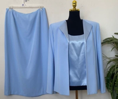 Traje Falda Nipon Boutique Para Mujer Azul Cielo 3 Piezas Talla 14 ¡EXCELENTE ESTADO USADO! Precio de venta sugerido por el fabricante $300 Foto 1 de 4