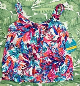 Swim Solutions Underwire Tropical Bust Support Tankini Tank Sz 20W NEW w tags - Picture 1 of 3