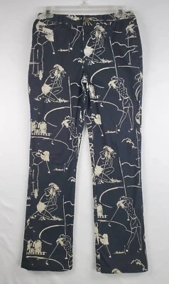Calça de algodão/elastano vintage Saks Fifth Avenue tamanho pequeno 4P padrão golfista senhora - Imagem 1 de 4