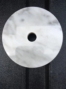 Vintage  Italian 3  1/2 “ White Round marble bases with side hole - Picture 1 of 12