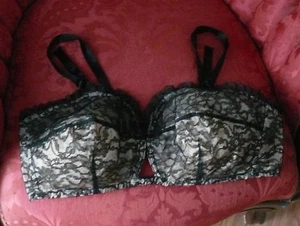 1950`s "Edith Lance" Black Lace Super Low Cut Bra 38 C - Picture 1 of 7