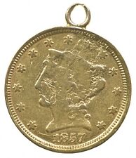 1857 $2.50 Liberty Head Gold Quarter Eagle Love Token Pendant *6624