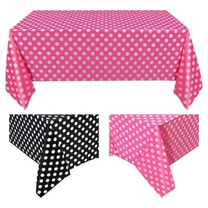 3 Pieces Plastic Polka Dot Tablecloth Mouse Table Cloth Rectangular Pink And Whi - Picture 1 of 8