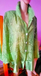 NEW Trisha Tyler Button Up GREEN Semi-Sheer Shirt Tunic BLOUSE PLUS Size 3X - Bild 1 von 10