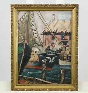 Chet Hale Oil Painting Nautical Seascape Juno Ship 1920s - Picture 1 of 6