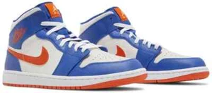 MEN'S NIKE AIR JORDAN 1 MID KNICKS / WHEATIES FD1029-400 WHITE BLUE ORANGE SZ 17 - Picture 1 of 9