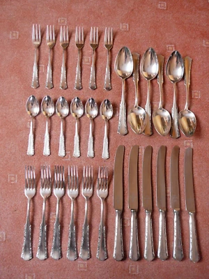 WMF Menue - Besteck  2000  -  6 Pers. - Silber 90 - 30 tlg. -  Messer 25,5  cm - Bild 1 von 4