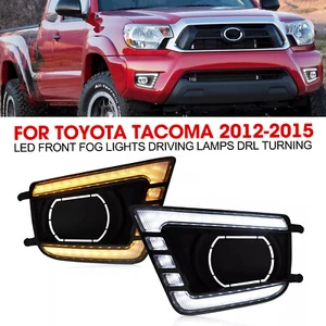 LED Fog Light Bezel Assemblies for 2012-2015 Toyota Tacoma DRL Amber Turn Signal - Picture 1 of 19