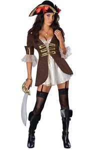 BUCCANEER PIRATE WENCH ADULT WOMENS FANCY DRESS HALLOWEEN COSTUME - Picture 1 of 2