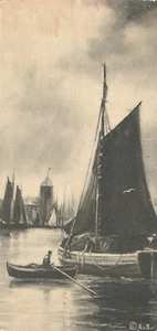 Postal artística de velero y barcos Gartner & Bender - Imagen 1 de 2