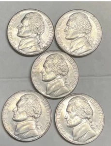 1996 , 1997 , 1998 , 1999 , 2000 - D Jefferson Nickels ( set of 5 ) - Picture 1 of 2