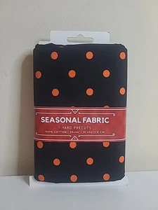 1 Yard Seasonal Fabric Black with Orange Dots 100% Cotton 36"x44" - Picture 1 of 2