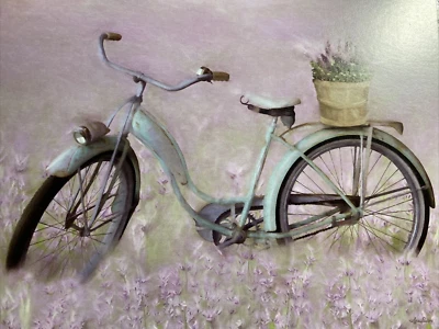 Blank Card inside floral Bicycle / Basket - Image 1 of 2