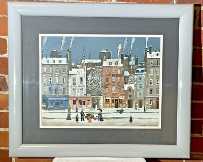 Arte francés "Chauds Les Marron" Michel Delacroix París impresión de escena callejera litografía Foto 1 de 4