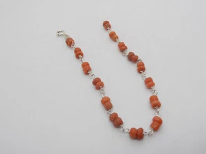 Braccialetto in Argento 925 con Corallo Arancione naturale - Bracciale - Foto 1 di 6