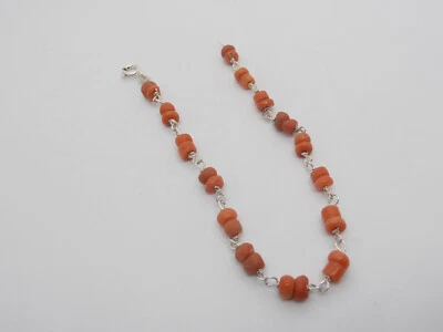 Braccialetto in Argento 925 con Corallo Arancione naturale - Bracciale - Immagine 1 di 4