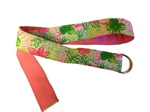 Cinturón Hecho a Mano Verde Rosa Floral Gráfico Algodón D Anillo Pequeño 1.5 pulgadas de ancho - Imagen 1 de 3