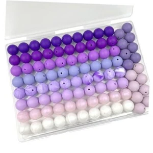 100pcs 15mm Silicone Beads,Bulk Rubber Beads for Keychain Making,Beads Purple - Picture 1 of 7