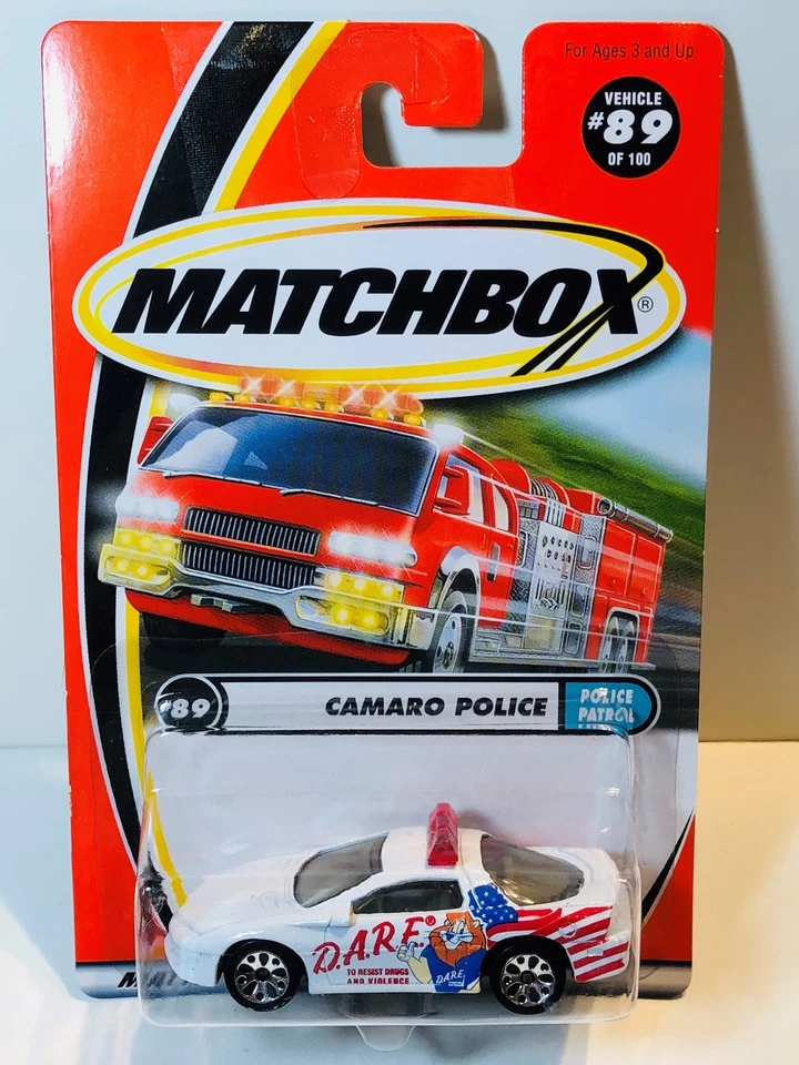 MATCHBOX MB89/59 CAMARO Z-28 POLICE WHITE "D.A.R.E." w/ 10 SPOKE FLOWER WHEELS  - Image 1 of 1