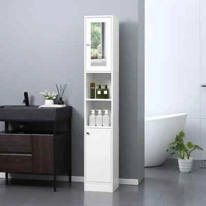 Bathroom Storage Toiletries Cabinet Mirror Tallboy Unit Shelf Entryway Cupboard - Picture 1 of 11