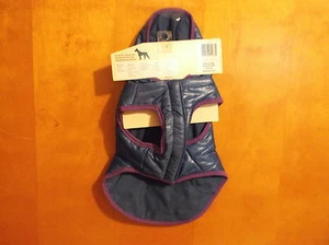 BRAND NEW "QUAKER" BLUE DOGGIE COAT w/ HOODIE & HOOK & EYE CLOSURES - Picture 1 of 4