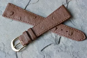 Genuine Ostrich watchband 20mm vintage watch strap by Tourneau Swiss Made NOS - Picture 1 of 4