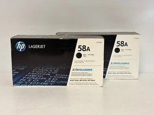 2 New OEM HP 58A LJ Pro M404,M406,M428,M430 Black Toner Cartridges CF258A - Picture 1 of 6
