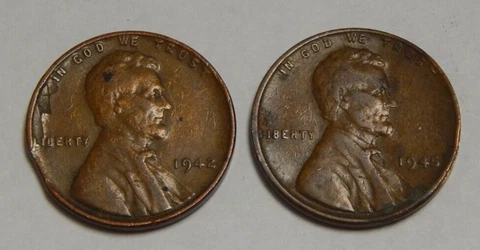 2 Lincoln Wheat Cent Mint Errors - 1942 Lamination & Clip - 1945 Edge Split Cover