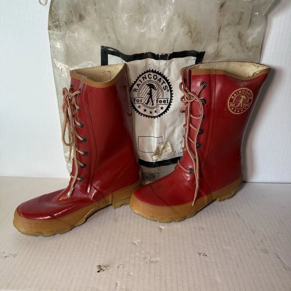 Botas de lluvia rojas vintage de los 80 para mujer talla 8 RARAS Foto 1 de 4