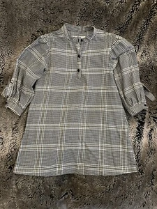 Zara Girls Check Checked Tartan Dress Tunic Long Sleeve Bows Age 7 Brown Black - Picture 1 of 8