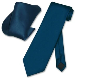Vesuvio Napoli Solid BLUE SAPPHIRE Color NeckTie Handkerchief Mens Neck Tie Set - Picture 1 of 2