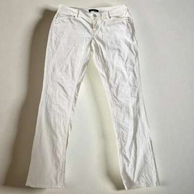 Calça WHBM WHITGE HOUSE BLACK MARKET Veludo Branco Perna Reta Tamanho 2R - Imagem 1 de 4